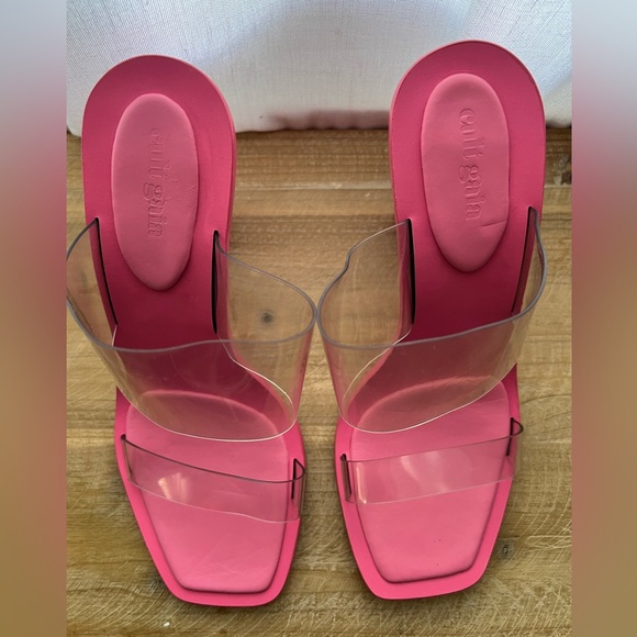 CULT GAIA Vita Vinyl Stacked Heel Mules In Blossom Pink Size 39 New - Picture 4 of 11